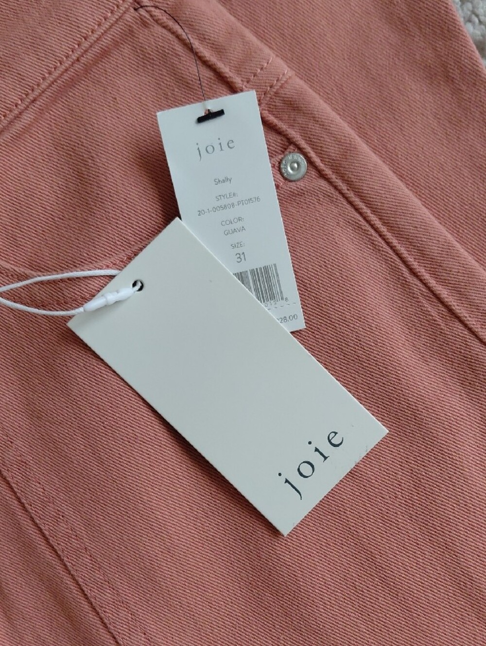 Joie Rose Pink High-Rise Crop Straight Jeans - Picture 4 of 5